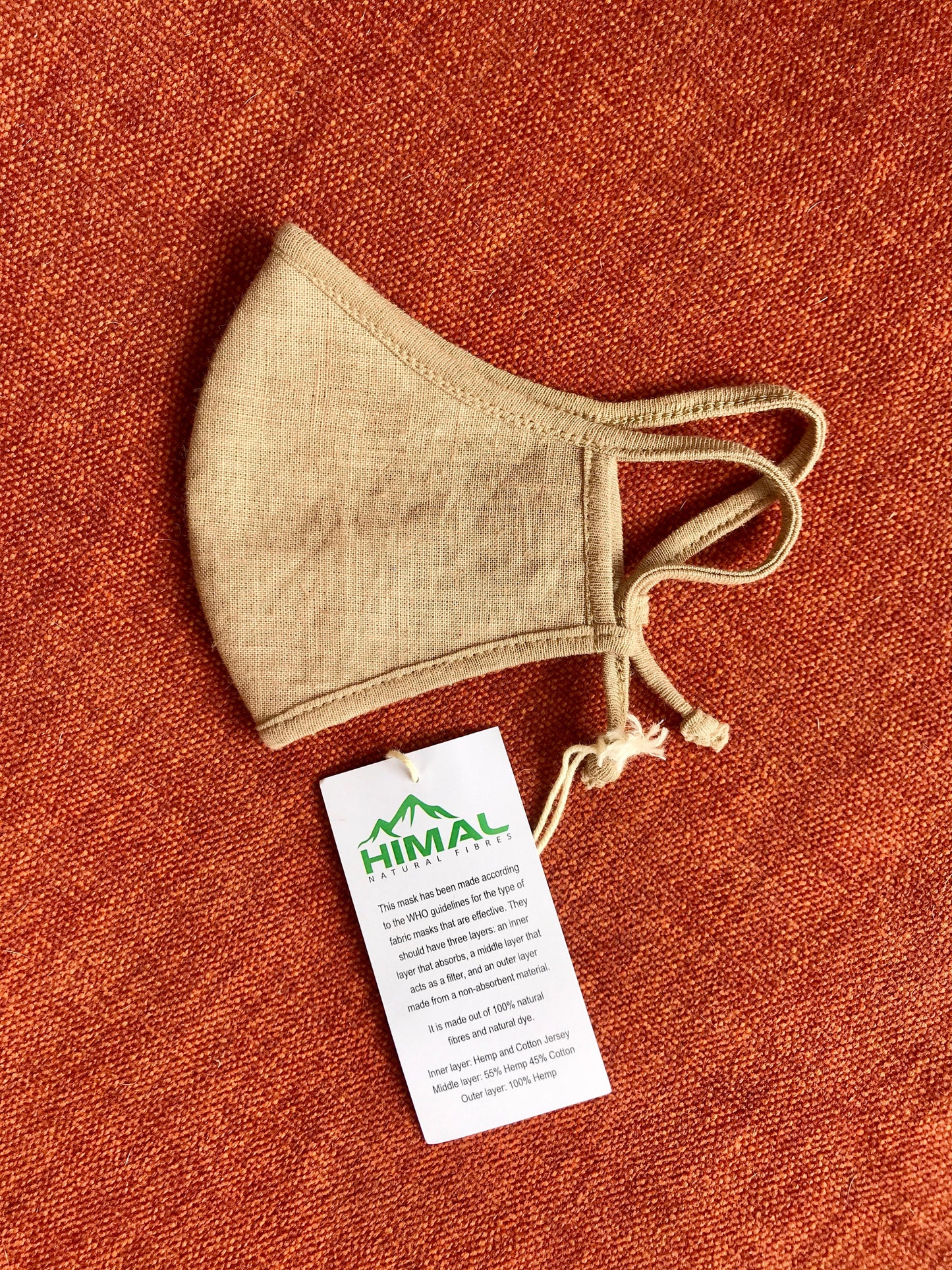 Hemp & Organic Cotton Face mask, Three Layer - Made of 100% natural fibres and natural dyes in Nepal - Blue, White, black and green