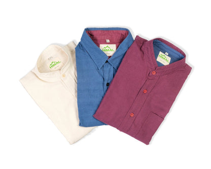 3 or 4 Pack - Hemp and Organic cotton collared or Collarless shirt.