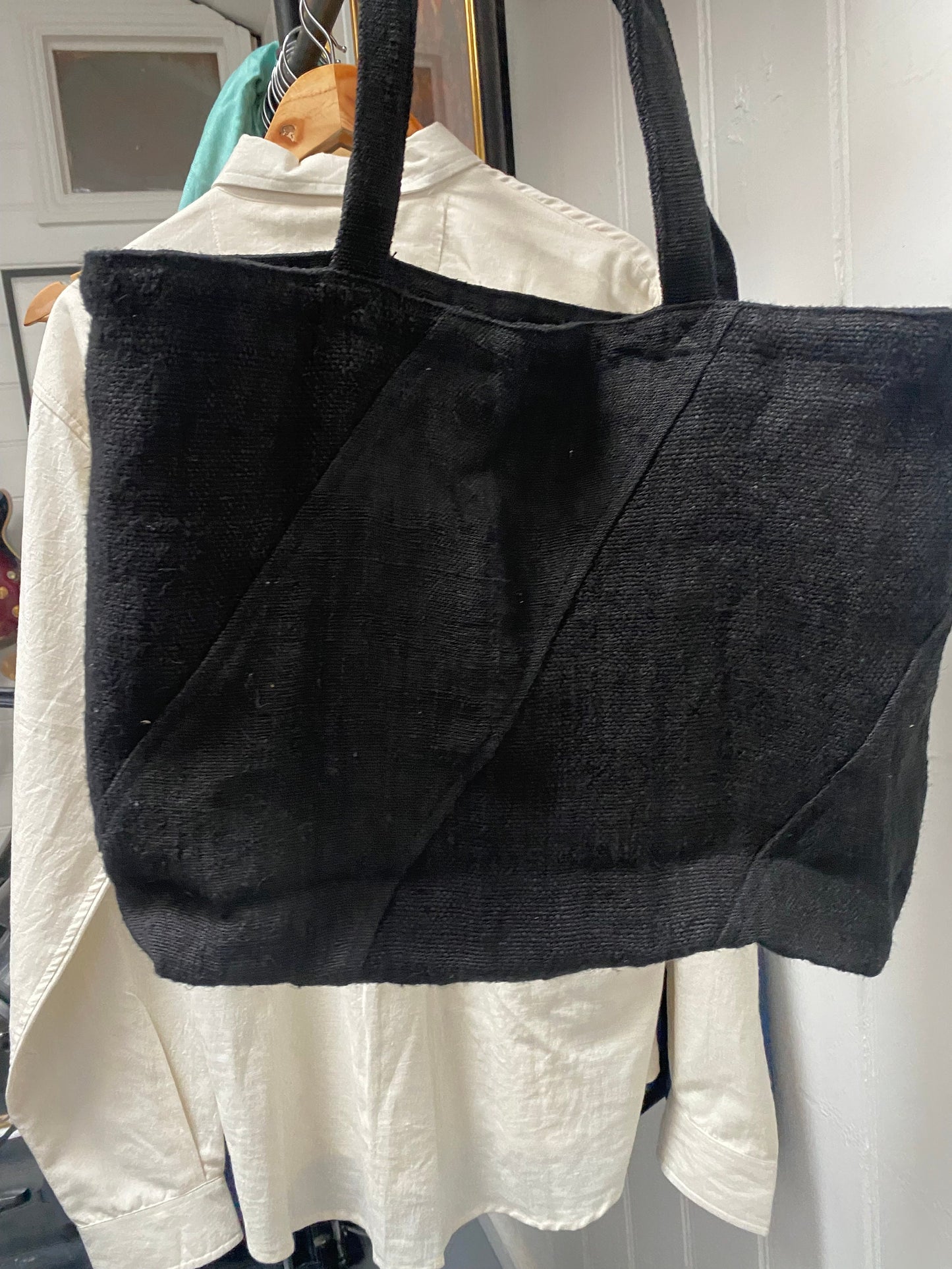 Organic Black Hemp Beach Bag // Ladies natural handbag