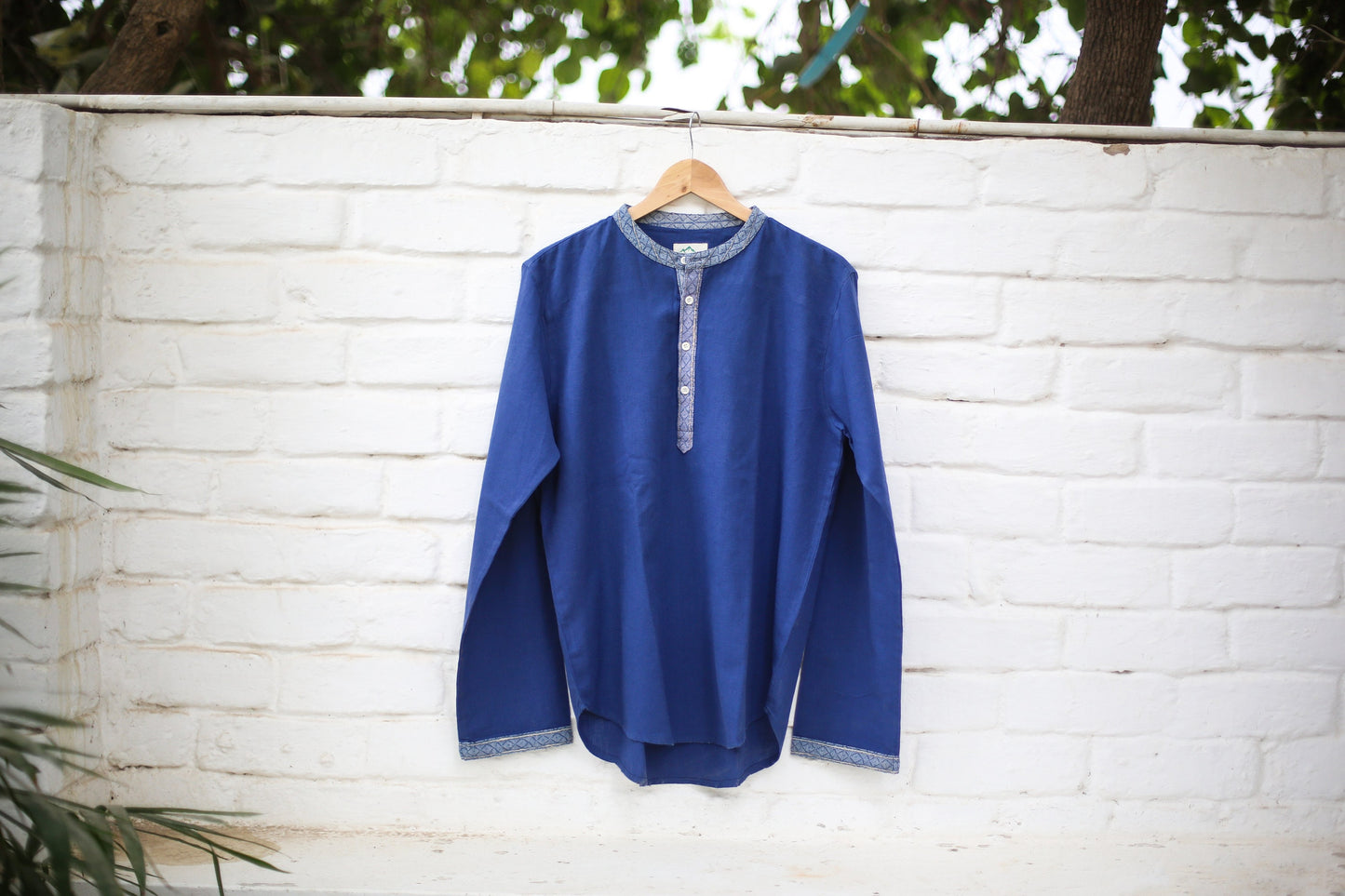 Hemp & Organic Cotton Kurtha - Blue Long sleeve shirt