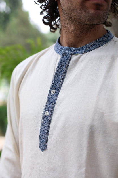 Hemp & Organic Cotton Kurtha - White Long sleeve shirt