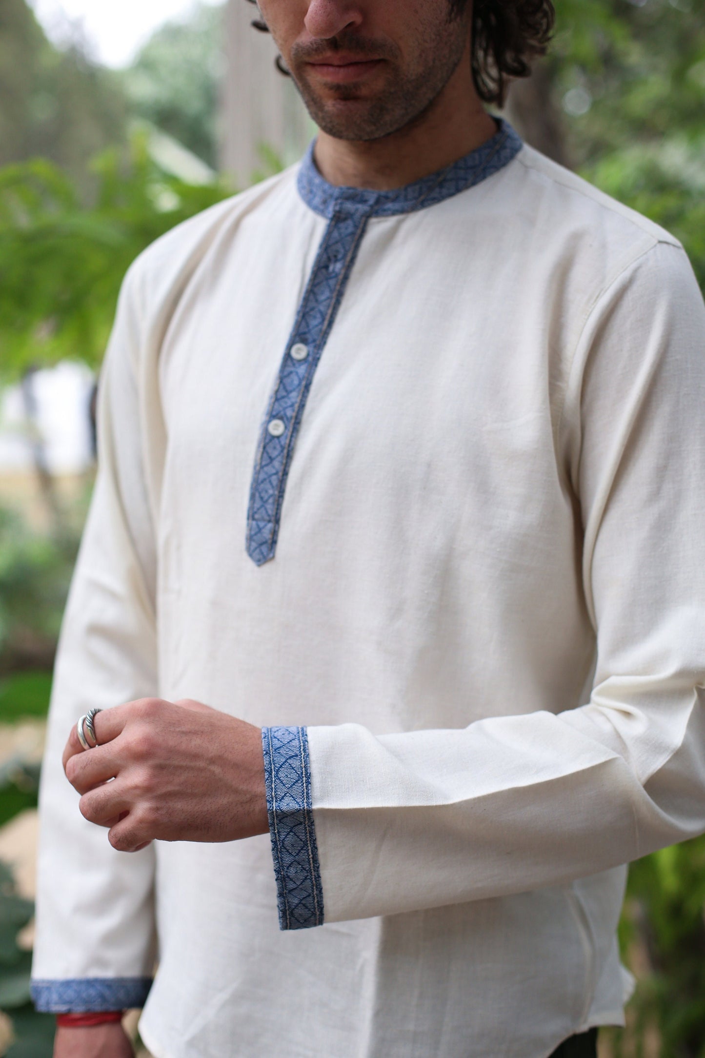Hemp & Organic Cotton Kurtha - White Long sleeve shirt